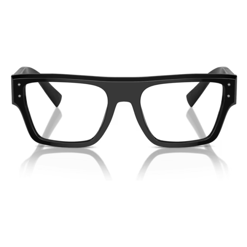 Occhiali da vista Gentle Monster modello Jack Bye 01, colore nero, forma rettangolare spigolosa con montatura spessa.