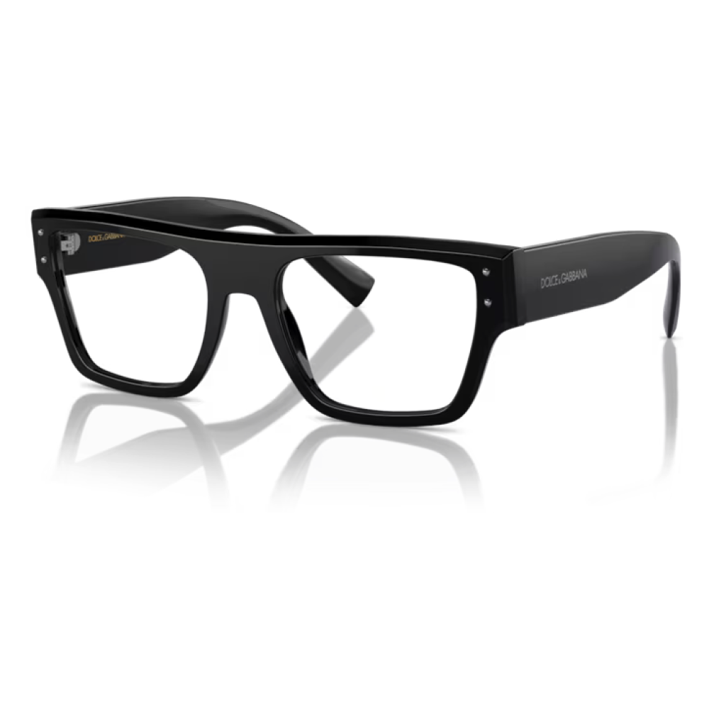 Lenti da vista Dolce & Gabbana modello DG3355, colore nero, forma rettangolare, design elegante e moderno.