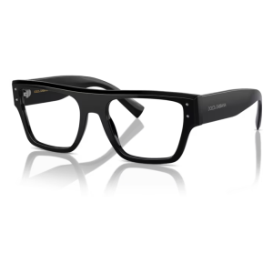 Lenti da vista Dolce & Gabbana modello DG3355, colore nero, forma rettangolare, design elegante e moderno.