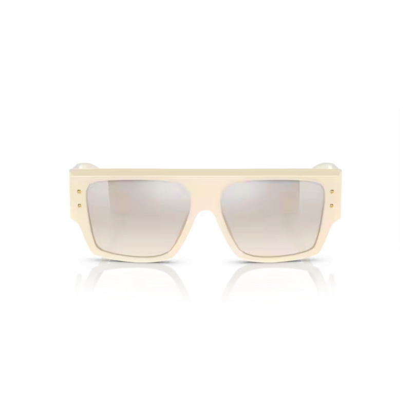 Occhiali da sole Dior SoLight1, colore bianco avorio, forma squadrata, con montatura spessa e lenti specchiate argentate.