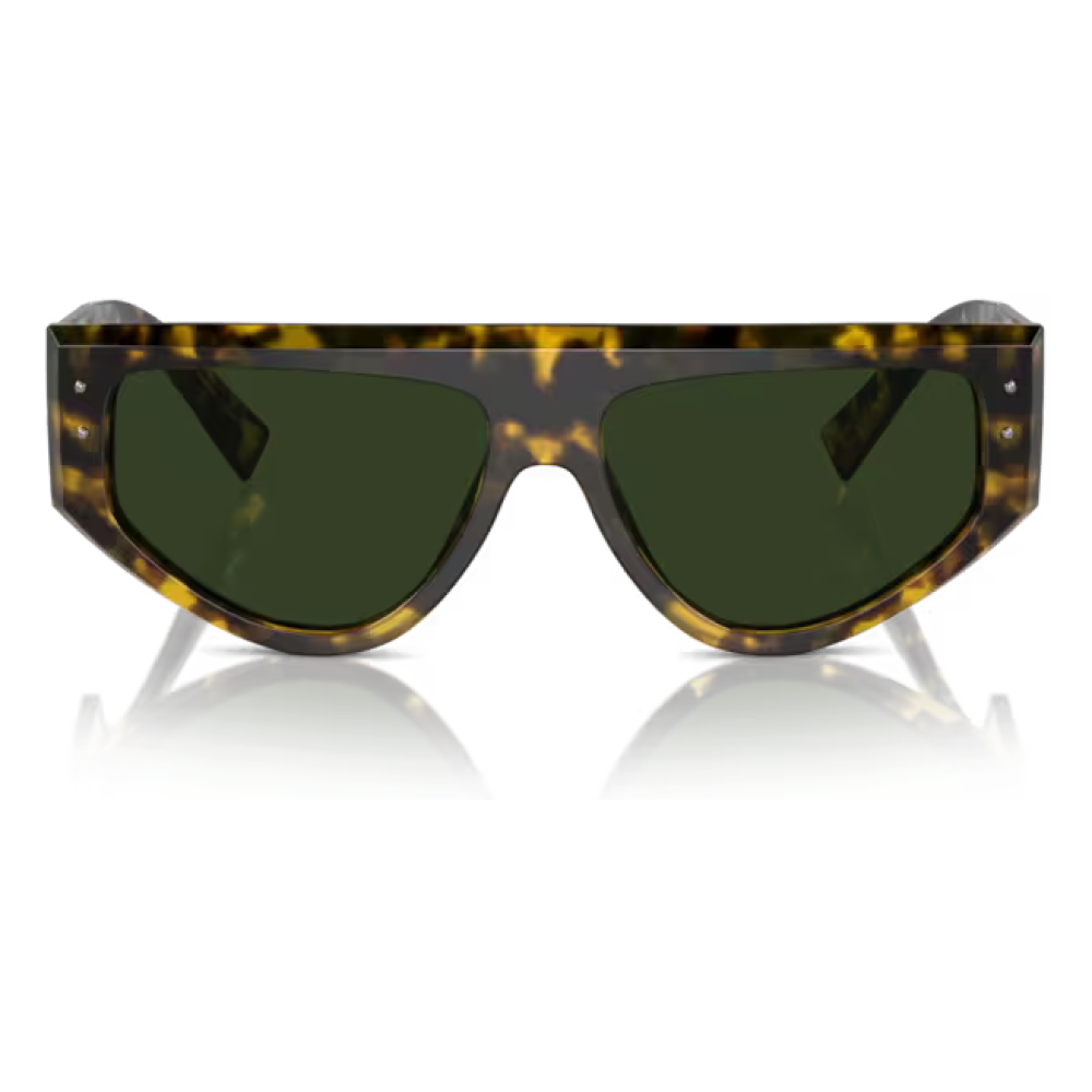 Occhiali da sole Hublot H01069 S01, dal design a mascherina, con montatura tartarugata verde e lenti verdi.
