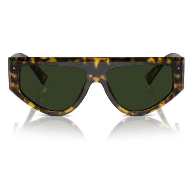 Occhiali da sole Hublot H01069 S01, dal design a mascherina, con montatura tartarugata verde e lenti verdi.