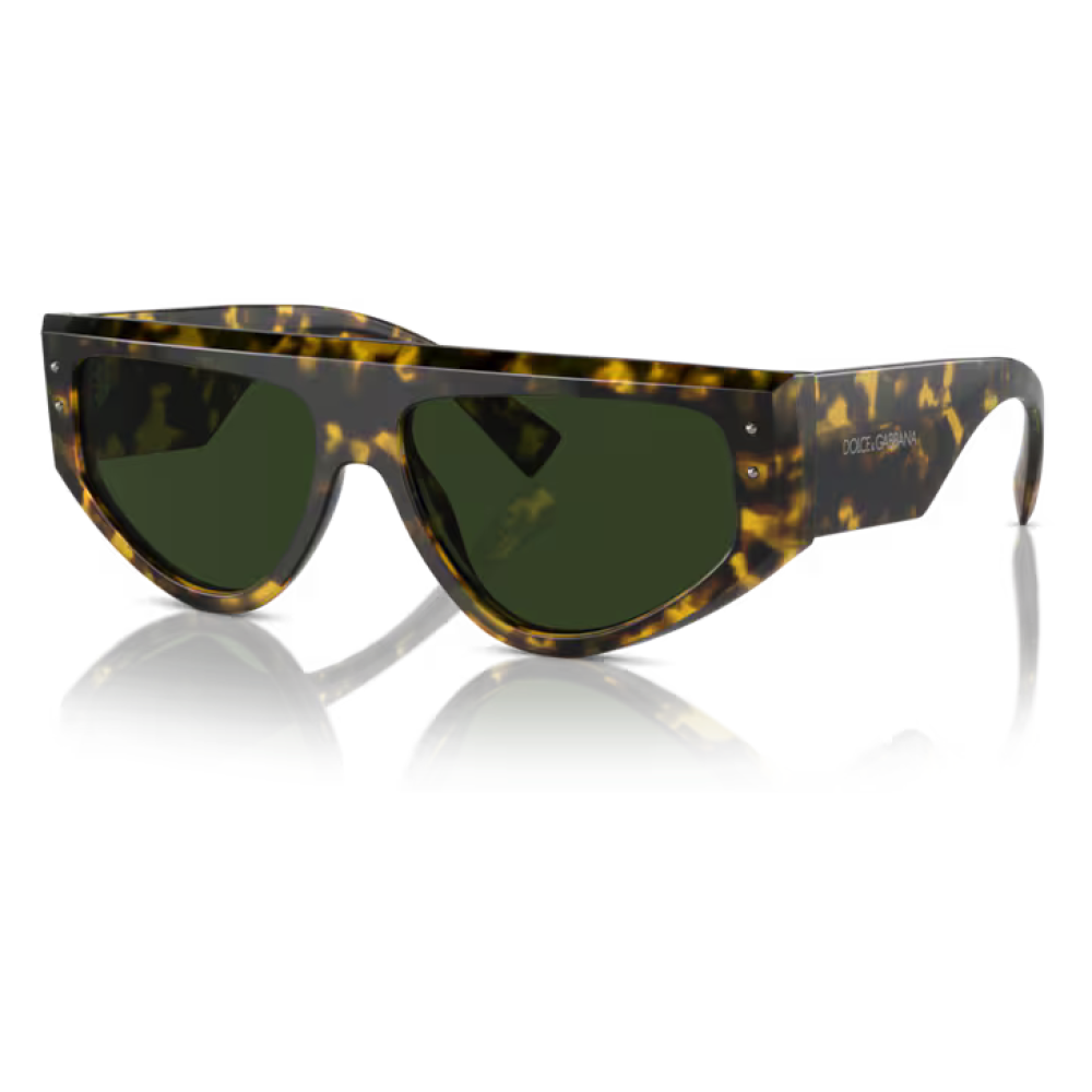 Occhiali da sole Dolce&Gabbana DG 6125 501/73, colore Havana, forma squadrata, lenti verdi.