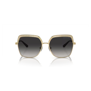 Occhiali da sole Michael Kors MK-1106B La Paz, oro con forma rettangolare e dettagli brillanti sul bordo superiore.