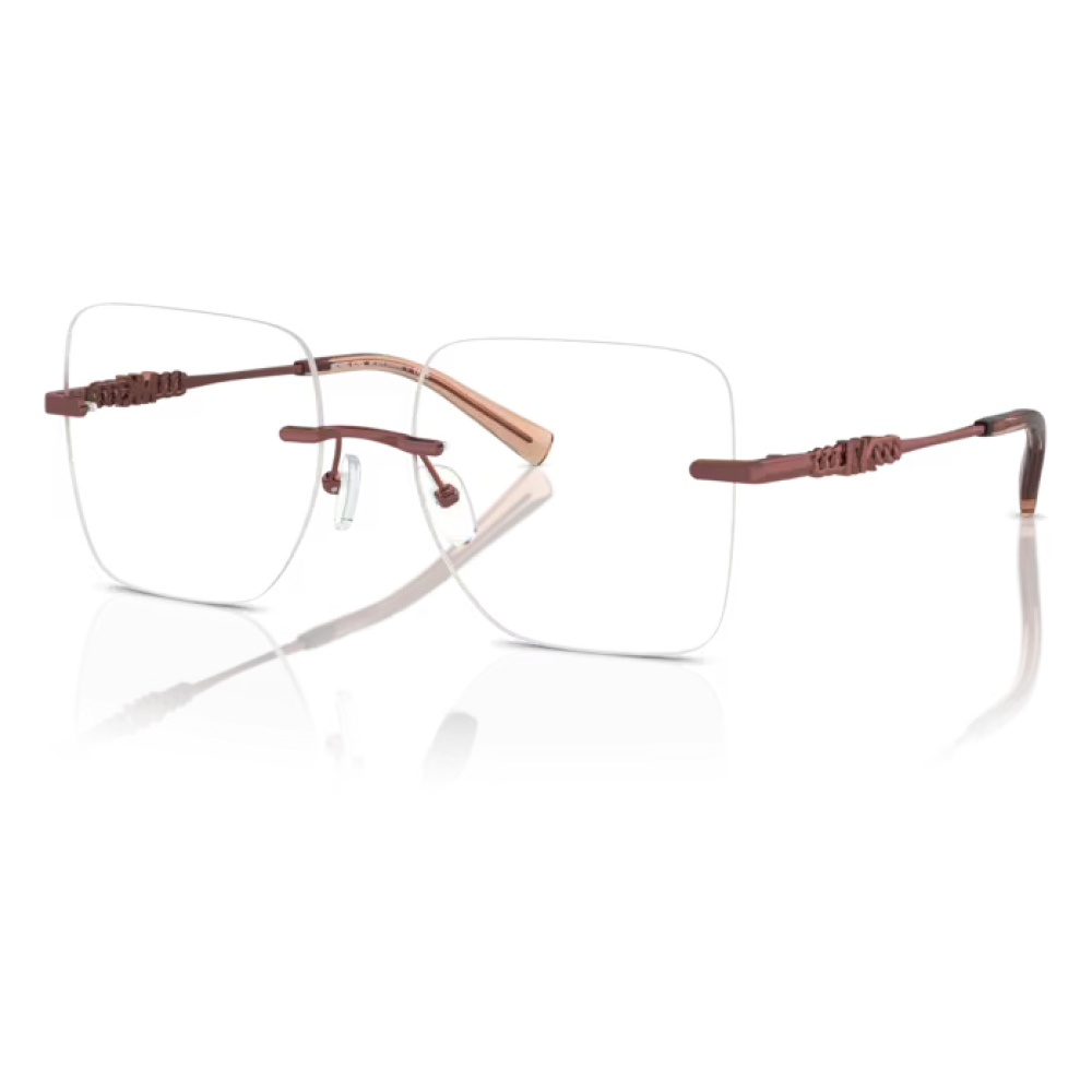 Questi sono gli occhiali Silhouette Titan Impressions, modello 5541/75, color marrone, con montatura quadrata senza bordo.