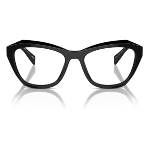 0PR_A20V__16K1O1__P21__shad__fr Occhiali Persol 829-601 neri con montatura rettangolare, eleganti e alla moda, vista frontale su sfondo bianco.