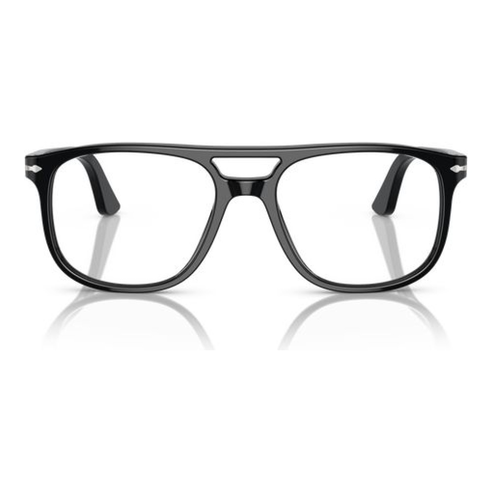 Occhiali Persol PO2473V, modello 1075, colore nero, forma quadrata con ponte a chiave vista frontale.