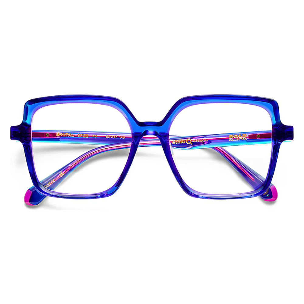 Occhiali Etnia Barcelona modello Aalto, colore blu trasparente, forma quadrata.