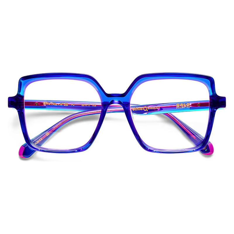 Occhiali Etnia Barcelona modello Aalto, colore blu trasparente, forma quadrata.