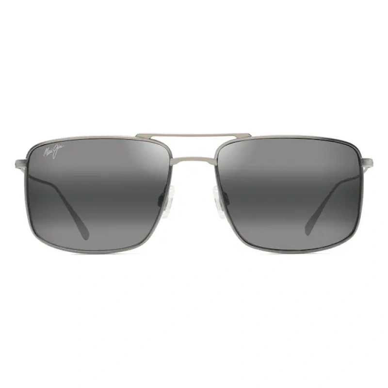Occhiali da sole Maui Jim HEMA, modello MJ545-03T, colore Grigio Gunmetal, forma geometrica rettangolare.