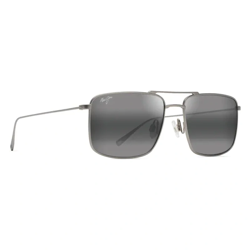 Occhiali da sole Maui Jim Keokea, modello H847-02K, colore grigio, forma rettangolare con lenti polarizzate grigie.