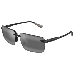 Occhiali da sole nero Maui Jim MJO2410 con lenti rettangolari, design moderno e montatura senza bordo.