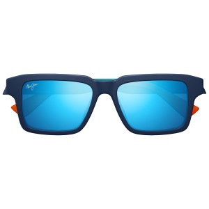 Occhiali da sole Maui Jim modello Red Sands, colore blu, forma rettangolare con lenti blu specchiate.