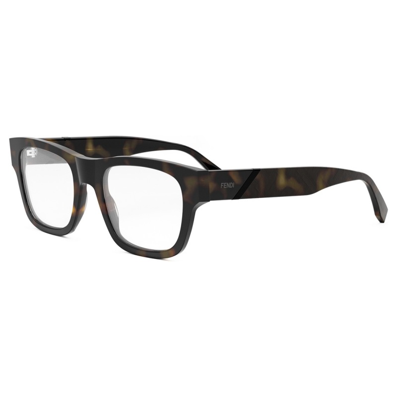 Occhiali da vista Fendi FF M0039 in acetato, color tartaruga, forma rettangolare.
