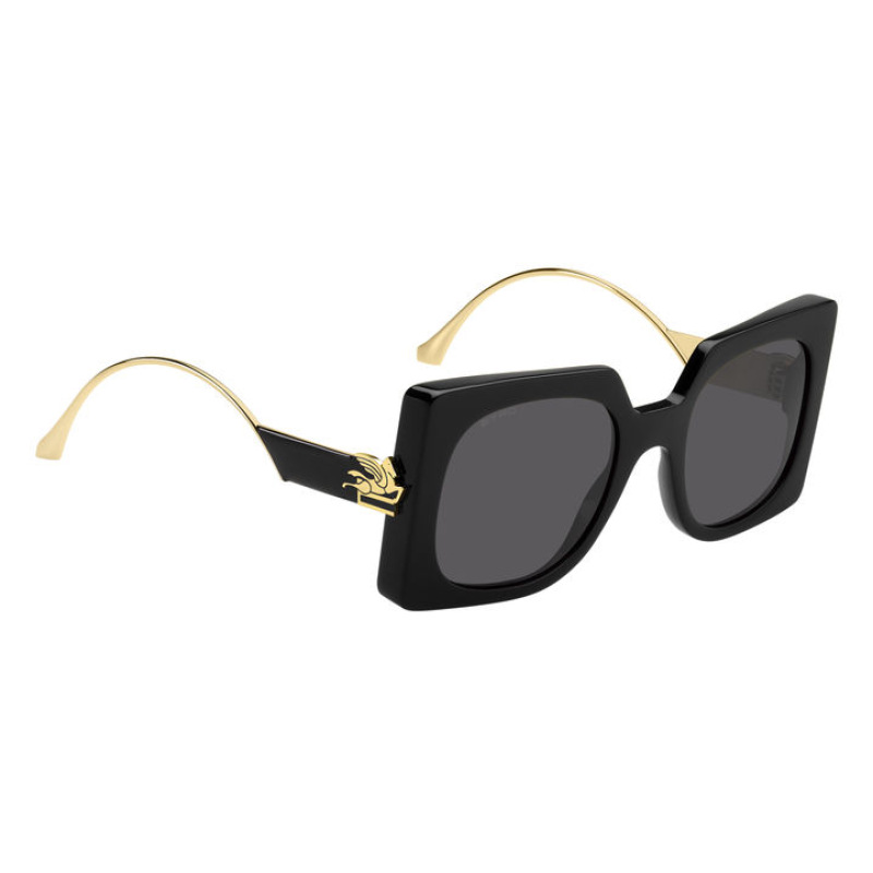 Occhiali da sole Versace VE4353 in nero, con montatura squadrata e dettagli dorati.