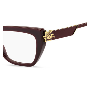 Occhiali da vista Panthère de Cartier, modello CT03083O, colore rosso e forma squadrata, con dettaglio decorativo dorato.