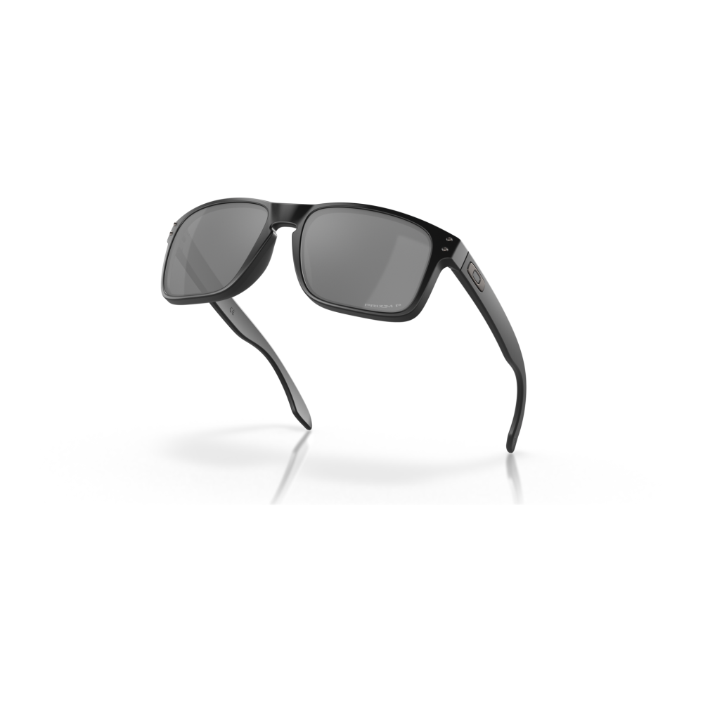 Occhiali da sole Oakley Holbrook, colore nero opaco, lenti Prizm grigio, forma rettangolare, modello casual e sportivo.