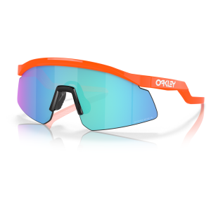Occhiali Oakley modello Encoder con montatura arancione e lenti Prizm Sapphire a specchio, design sportivo e avvolgente.