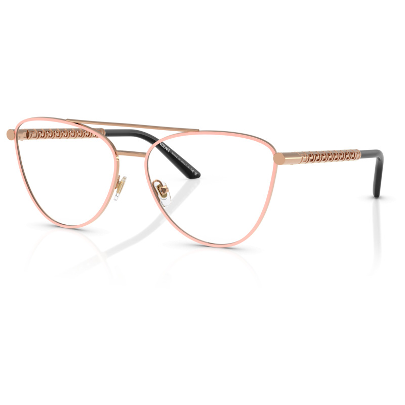 Occhiali da vista Versace modello VE1250 in colore oro rosa, forma a cat-eye, con dettagli raffinati sulle aste.