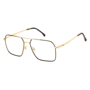 Occhiale da vista Carrera CA8822, colore nero e dorato, forma rettangolare.
