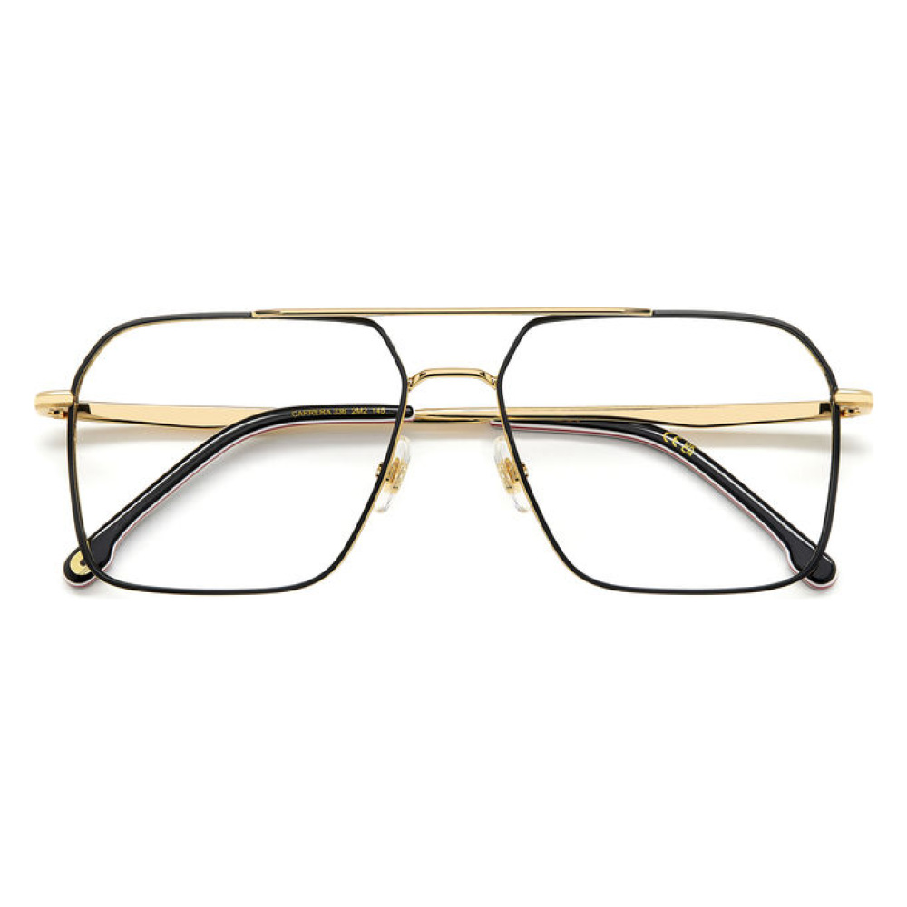 Occhiali da vista Cartier CT0241O 001 neri e dorati con montatura geometrica.