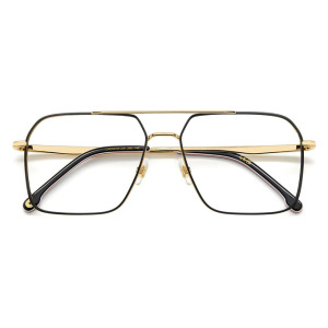 Occhiali da vista Cartier CT0241O 001 neri e dorati con montatura geometrica.