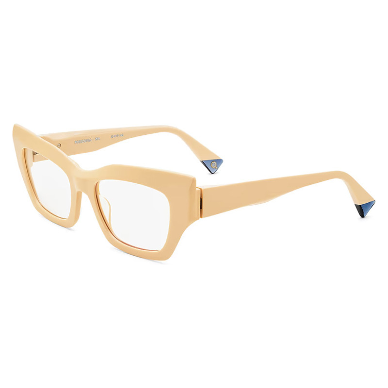 Occhiali da vista GIGI Studios modello 8092/6, color crema, forma rettangolare, design moderno e dettagli laterali a contrasto.