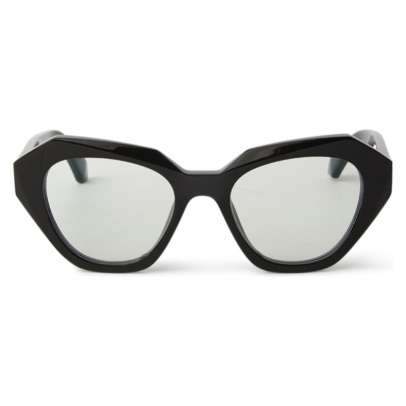 Occhiali da sole RES/REI modello Fedora, colore R140 Black con montatura geometrica nera e lenti grigio chiaro.