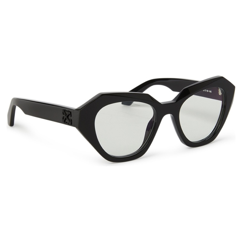 Non posso visualizzare la pagina da cui proviene l'immagine per conoscerne la marca e il modello specifici, ma posso aiutarti a scrivere un testo alt generico per l'immagine:Occhiali da sole neri con montatura angolata e lenti chiare.Per un alt text più dettagliato e