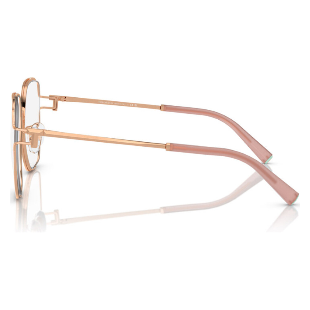 Occhiali Tiffany & Co. TF2211 con montatura rotonda, colore rosa metallizzato, vista laterale sinistra.