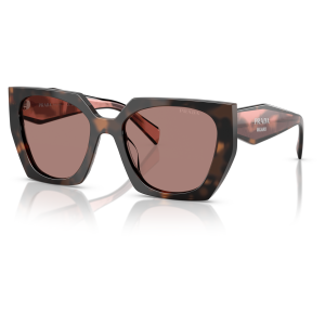Prada 15WS 23A60B Occhiali da sole Occhiali da sole Prada cat-eye, montatura in acetato tartarugato marrone, lenti rosa.