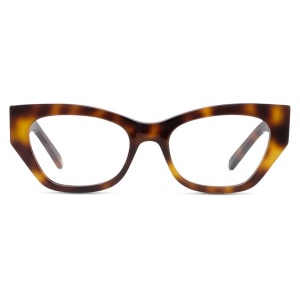 Occhiali da vista cat-eye, montatura tartarugata marrone, moderna ed elegante. Marchio non identificabile.