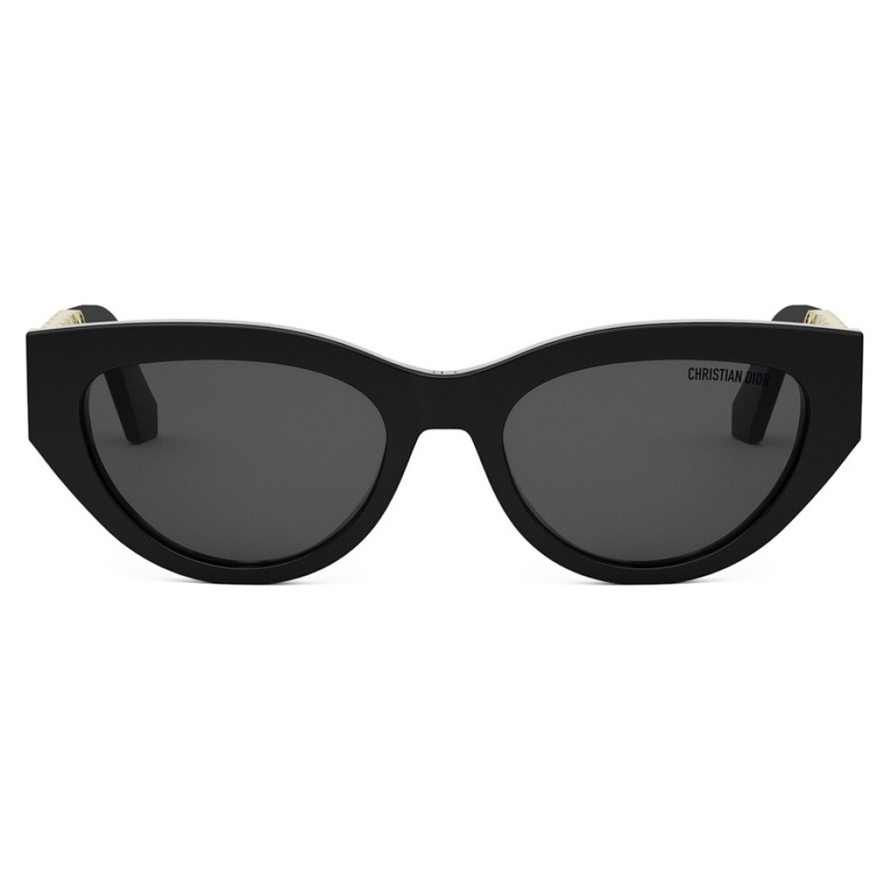 Occhiali da sole Christian Dior, montatura cat-eye nera, elegante e audace.