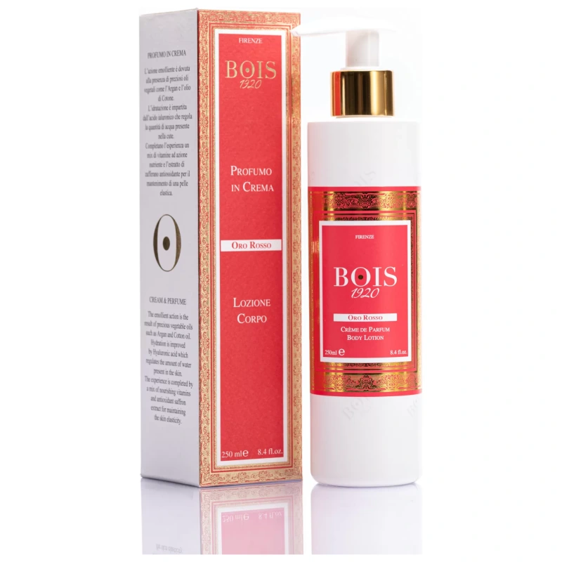 Profumo in crema Bois 1920 Oro Rosso, confezione elegante rossa e oro, fragranza sofisticata.