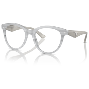 Occhiali Emporio Armani, montatura trasparente e opaca, forma arrotondata e stile moderno ed elegante.