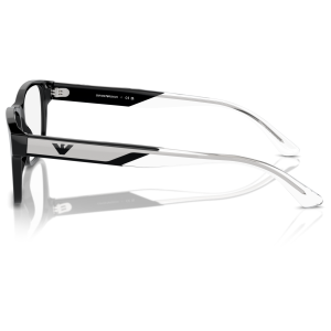 0EA3239__5017__P21__shad__lt Occhiale Emporio Armani, montatura rettangolare, colore nero e bianco, logo laterale.