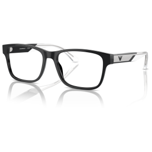 Emporio Armani 3239 5017 Occhiali da vista Occhiali da vista Emporio Armani, montatura rettangolare in acetato nero con dettagli metallici grigi.
