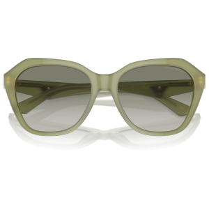 Occhiali da sole, montatura Emporio Armani, forma rettangolare, colore verde oliva opaco.