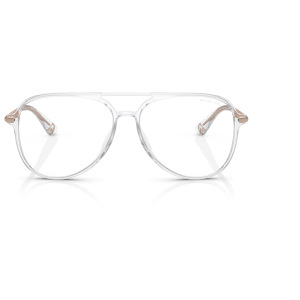 Occhiali aviator Michael Kors, montatura trasparente con dettagli metallici dorati.