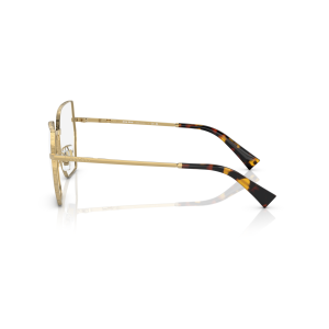 Occhiali Miu Miu, montatura dorata con aste tartarugate.