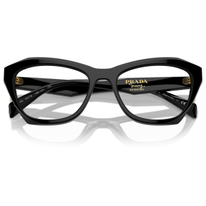 0PR_A20V__16K1O1__P21__shad__cfr Occhiali Prada, montatura nera spessa e squadrata, design elegante e moderno.
