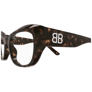 BB0398O-002-zoom-xxl Occhiali Balenciaga, montatura tartarugata, forma rettangolare, logo BB, stile distintivo ed elegante.