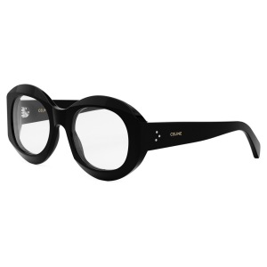 Occhiali da vista Celine, montatura rotonda nera, design elegante e moderno.