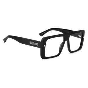 Montatura occhiale nera, squadrata. Marchio Dsquared2.
