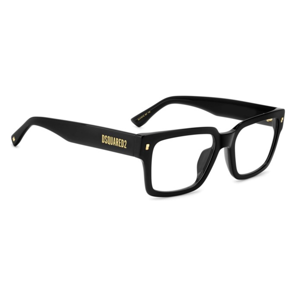 Occhiale rettangolare DSQUARED2, montatura nera spessa.