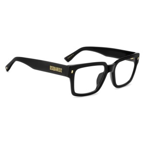 D2-0167-807_1 Occhiale rettangolare DSQUARED2, montatura nera spessa.