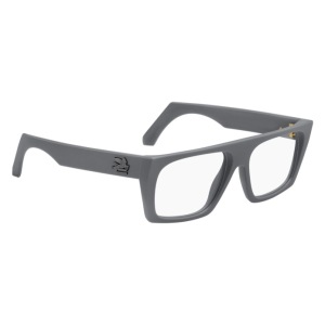 Occhiali da vista con montatura rettangolare grigia, spessa, marchio LGR, design semplice e moderno.