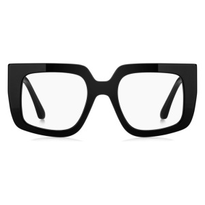 Occhiali da vista, montatura nera squadrata e spessa. Modello elegante e moderno senza marchio visibile.