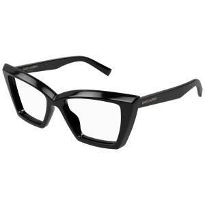 Occhiale Saint Laurent, montatura nera spessa e squadrata.