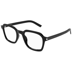 Occhiali Saint Laurent, montatura nera squadrata in acetato, elegante e moderna.